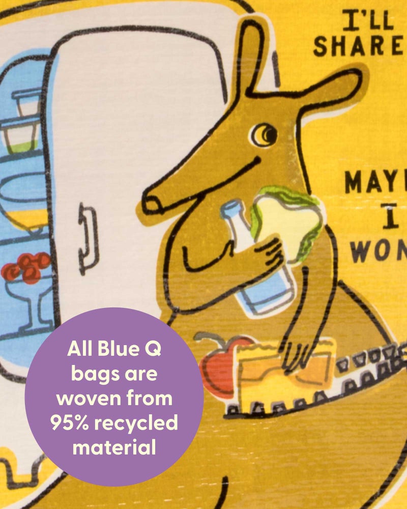 Blue Q Handy Tote, Packin' Snacks, reusable lunch sack or gift bag, made from 95% recycled material, easy to wipe clean, 10"h x 8.5"w x 4.5"d - Image 3